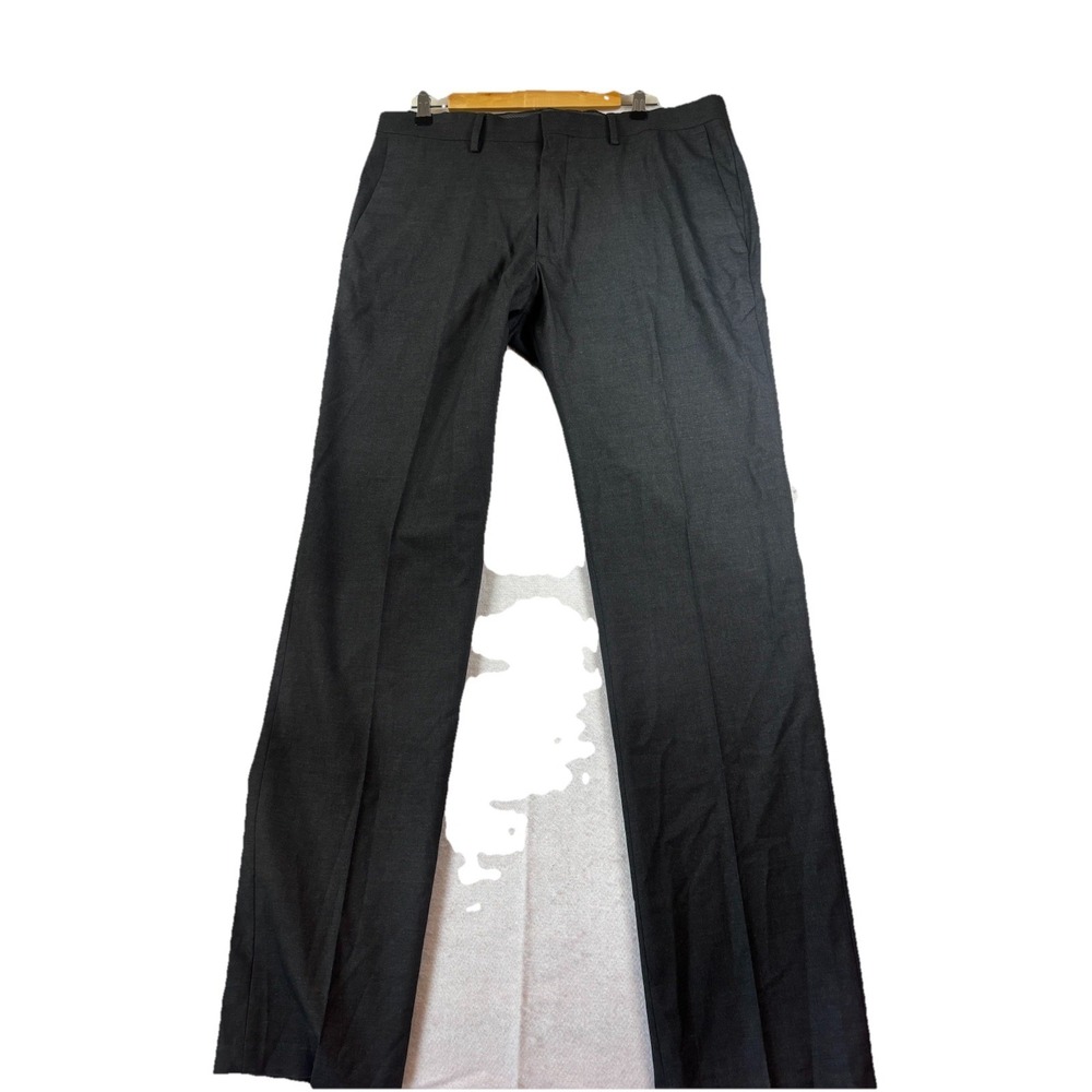 Kenneth Cole Reaction Dress Pants Mens 36x33 Charcoal Gray Straight‎ Leg Slacks